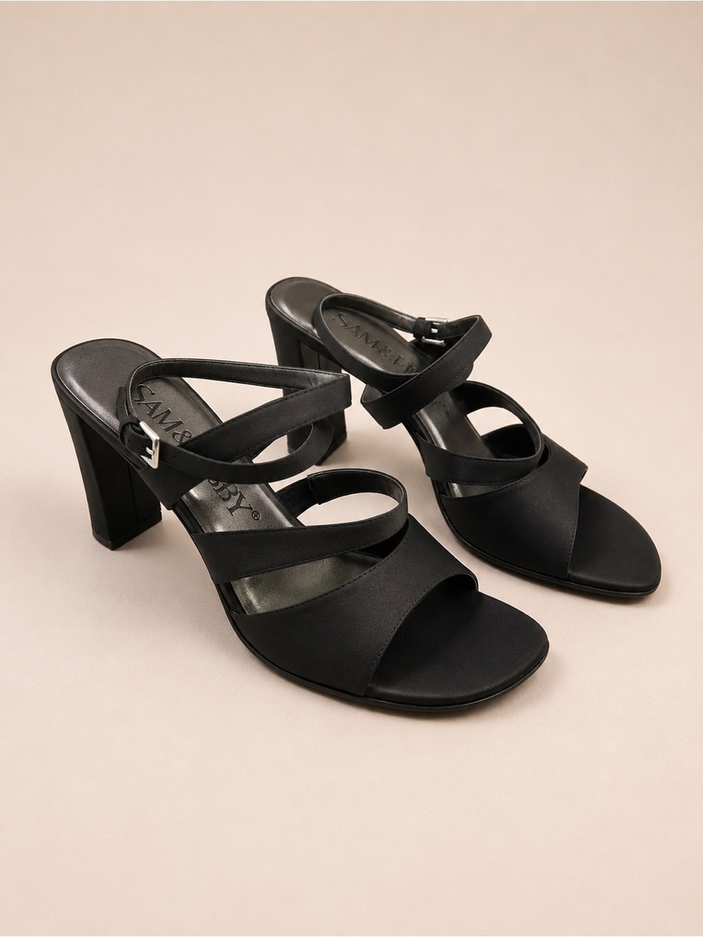 Sam & Libby Black Strappy Block Heel Sandals